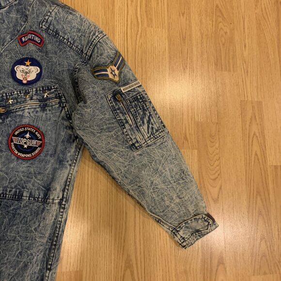 Vintage Chemin De Fer Jumpsuit Womens Small Acid Wash Flight Suit Patches 80s - Picture 6 of 16